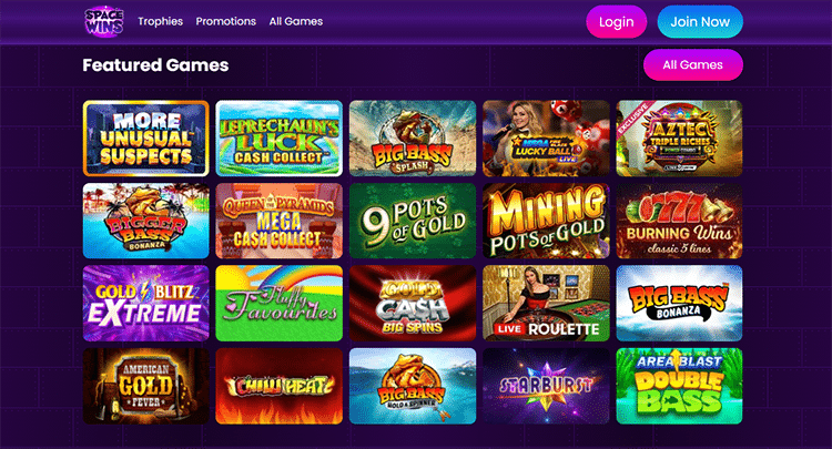 space wins casino games