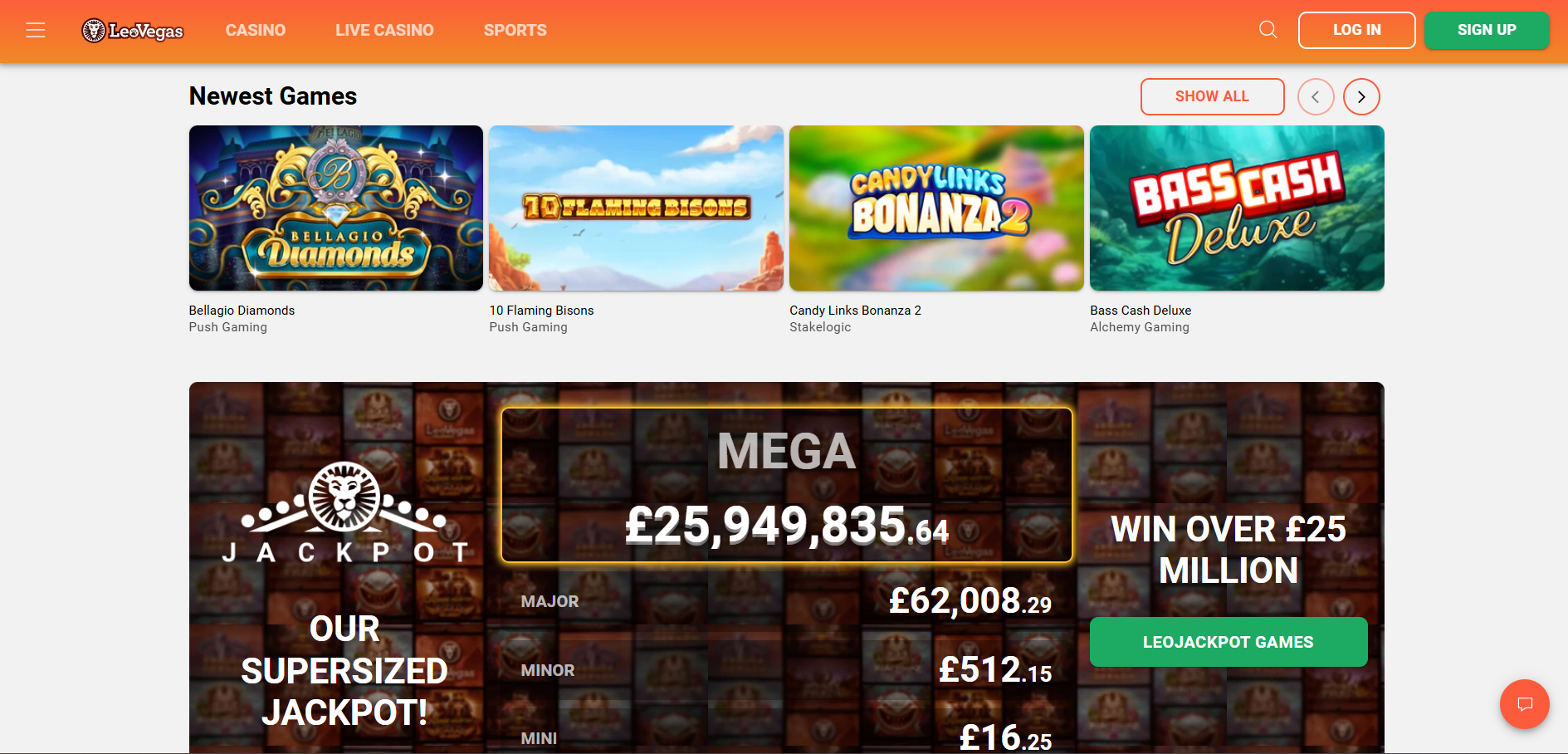 LeoVegas Games & Providers