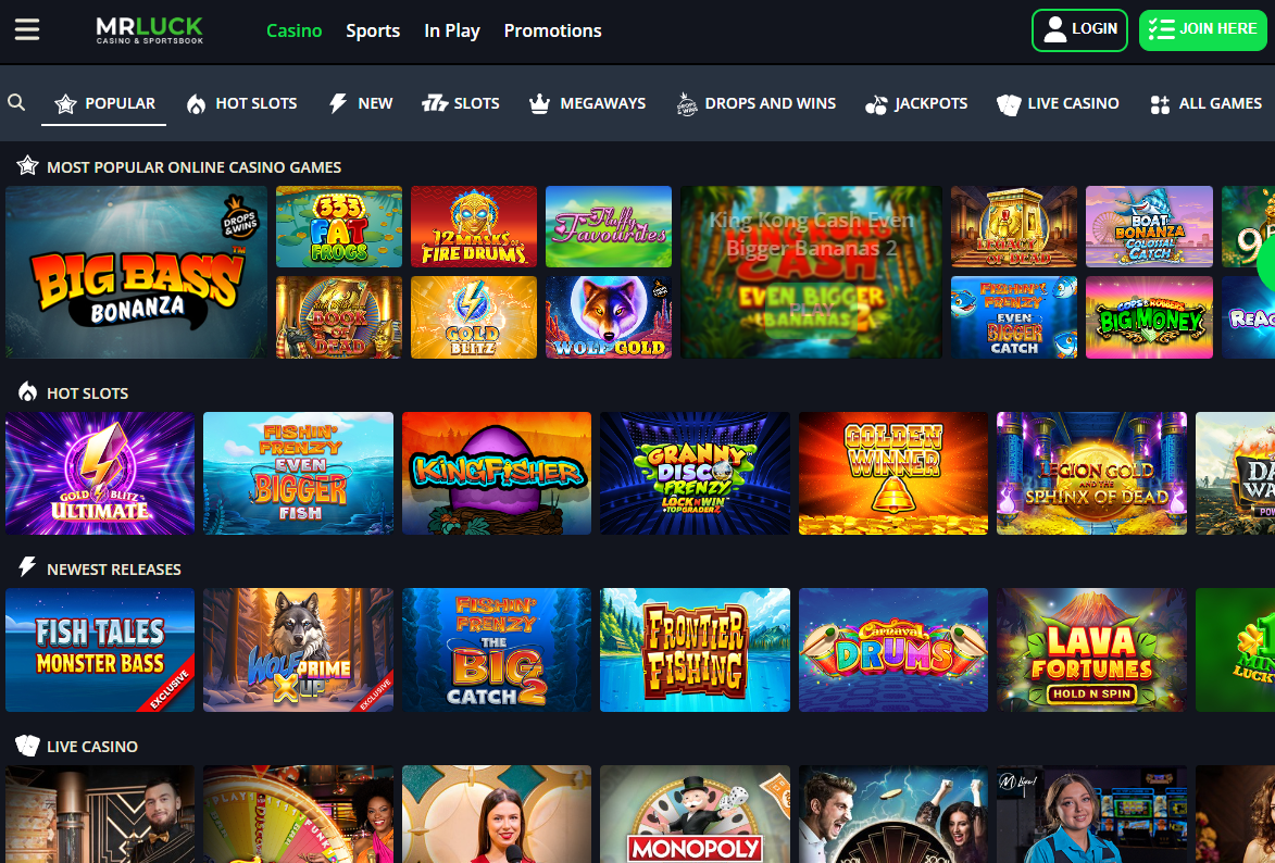 Mr Luck Casino Screenshot